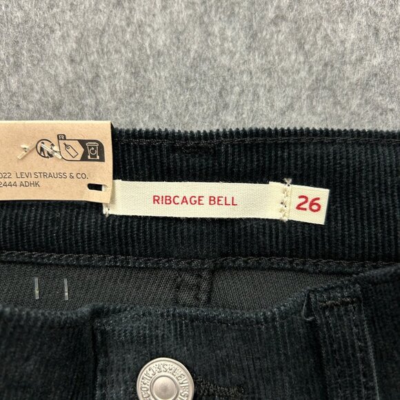Levi's Ribcage Bell Flare High Waist Corduroy Pants Women's Size 26 Black NWT - Picture 4 of 15